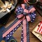 2 Pcs Memorial Day Patriotic Bows USA Red White Blue Star Burlap Bow 4th of July Tree Topper for Indoor Outdoor Independence Day Party Decoration(Style 3)